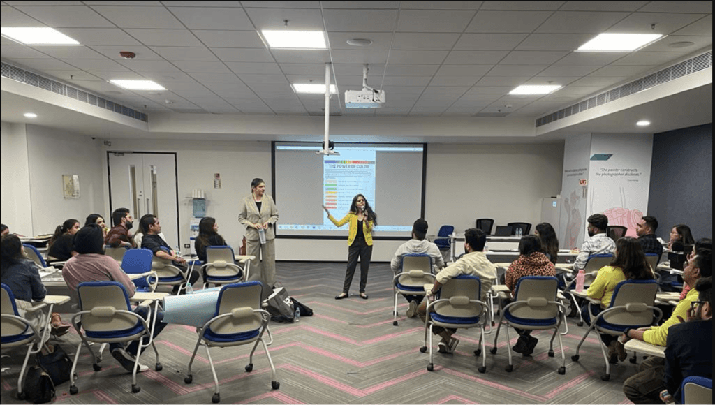 Namrata teaching a retail brand communication class